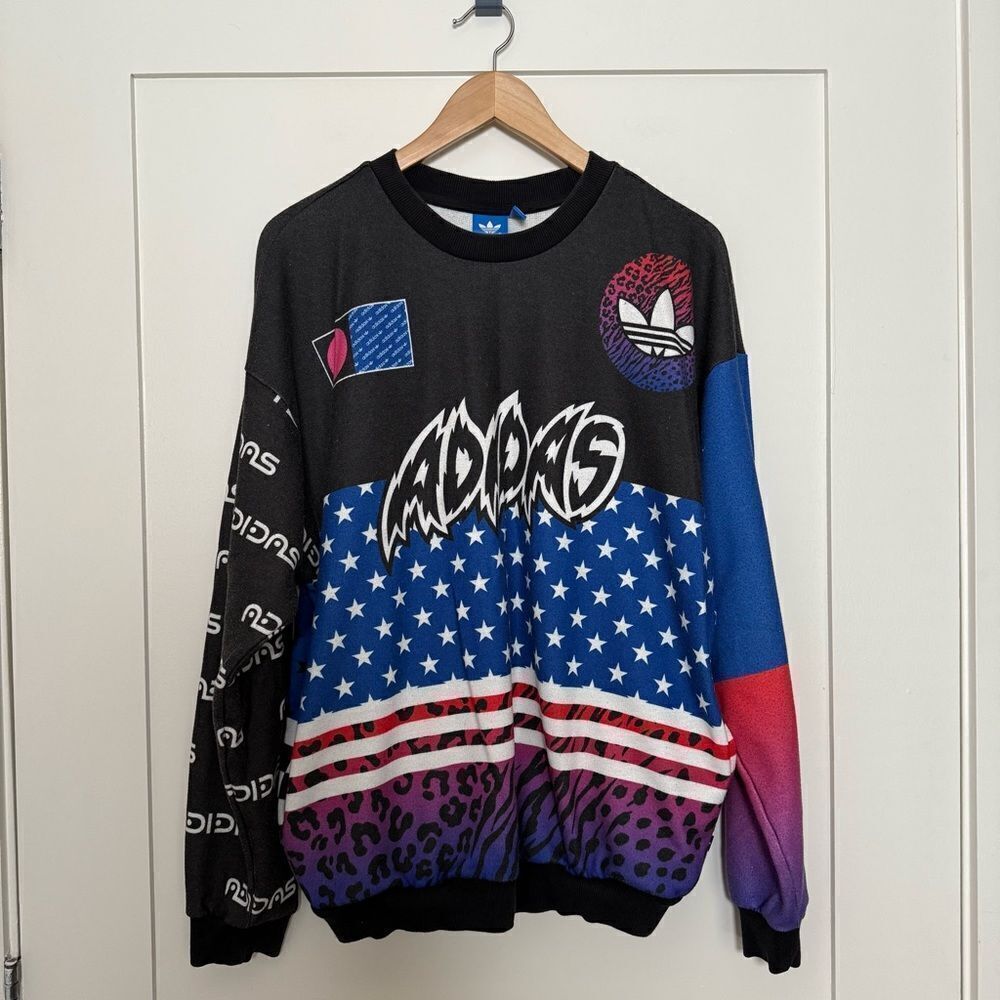 Rare Adidas Sweatshirt Unisex Adult Medium Multicolor Originals Racing Y2K